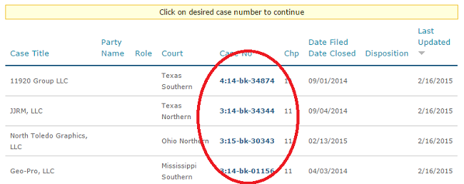 How Do I Find Cases By Case Number Or Party Name Inforuptcy